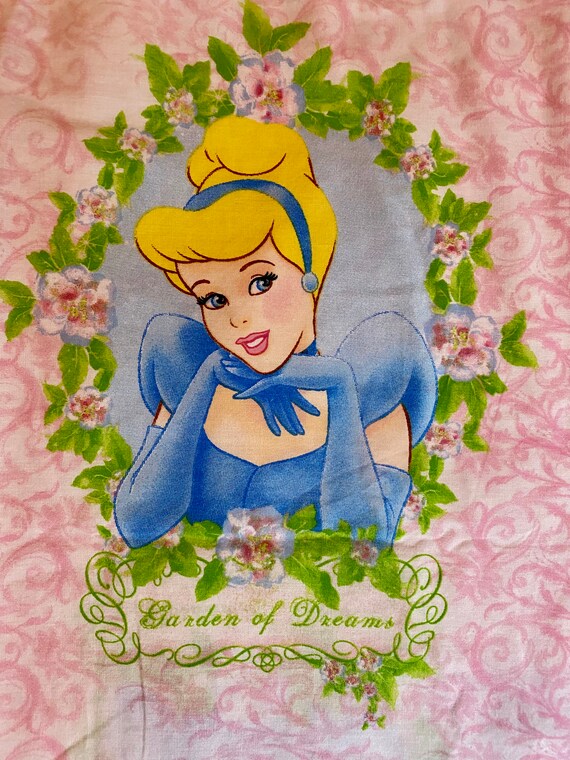 Vintage Disney Princess Bed Sheet Twin Flat Cinderella and