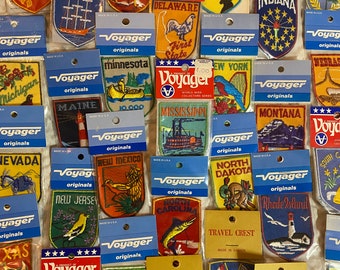 Vintage Voyager State Embroidered Patches, In Original Packages, 1970-80s, Sold Individually, Travel Memorabilia, Souvenirs, Canada Patches