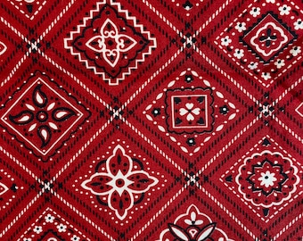 Vintage Red Bandana Print Fabric, 1990s,