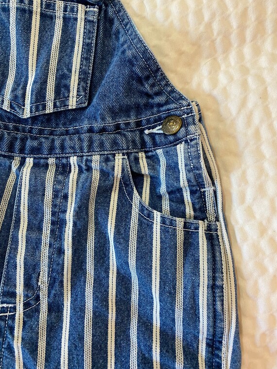 Vintage Sprockets Striped Denim Overalls, Size 18… - image 5