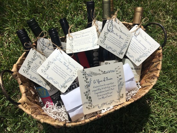 Wedding Wine Poem Tags Greenery Bridal Shower Gift A Etsy