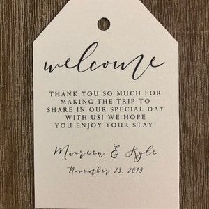 Wedding Welcome Tags / Wedding Hotel Bags / Set of 8 / Destination Wedding Tags / Welcome Tags / Cream Shimmer image 2