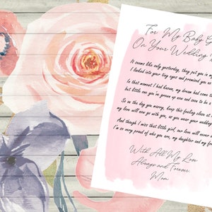 Letter to the Bride / On Your Wedding Day / Daughter / Wedding / Wedding Gift / Pink