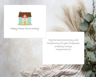 Housewarming Card, Realtor Thank You, Home Anniversary, Printed
