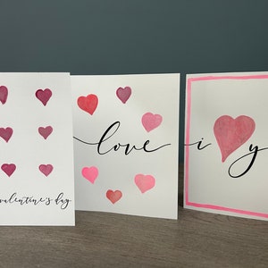 Hand Painted Valentine's Cards I Watercolor Cards I Pack of Cards I Valentine's Day Card Set I Watercolor Hearts image 2