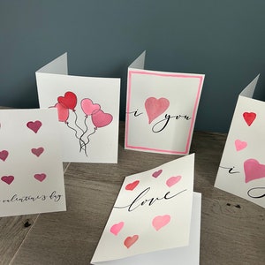 Hand Painted Valentine's Cards I Watercolor Cards I Pack of Cards I Valentine's Day Card Set I Watercolor Hearts image 1