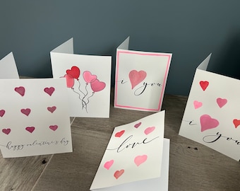 Hand Painted Valentine's Cards I Watercolor Cards I Pack of Cards I Valentine's Day Card Set I Watercolor Hearts