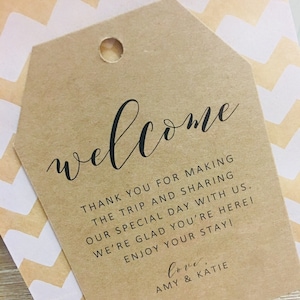 Wedding Hotel Welcome Bags / Set of 8 / Destination Wedding Tags / Welcome Tags / Kraft Brown