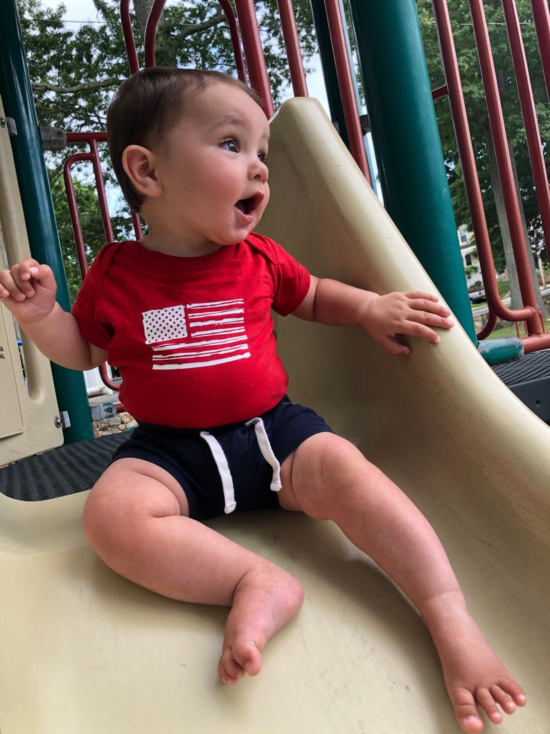 Patriotic Fourth of July Red White and Blue Baby Bodysuit New Baby Gift Red and White
