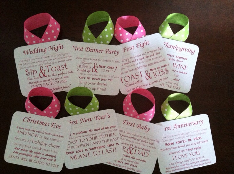 Wedding Wine Poem Tags Pink And Green Bridal Shower Etsy