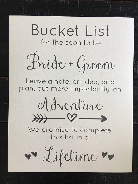 Bucket List For The Bride And Groom Shower Decoration Etsy