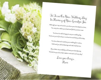 Note To the Bride / From A Lost Loved One / On Your Wedding Day / White Linen