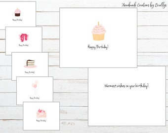 Birthday Cards / Set of 12 / Realtor Cards / 5.5" x 4.25" / Happy Birthday / Pink / Birthday Notes