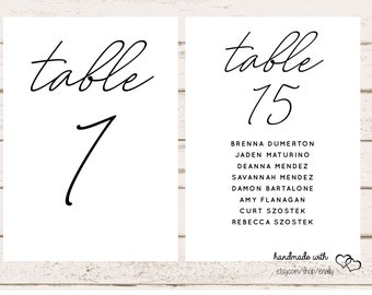 Wedding Seating Chart Cards / Table Number Signs / Printed