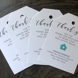 Realtor Thank You Tags  / Set of 8 / Housewarming / Thank yous / Client thank you