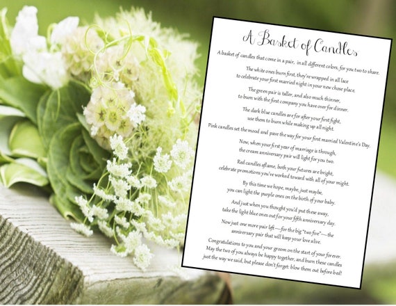 Basket Of Candles Poem Bridal Shower Games Wedding Etsy
