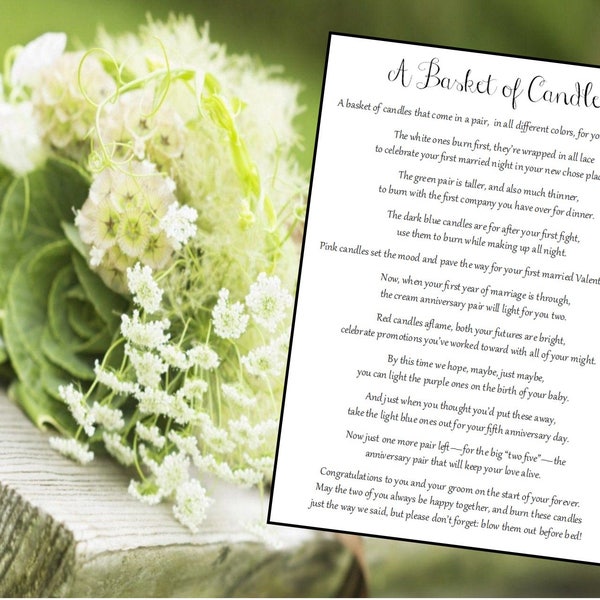 Poem of Candles in Basket - Etsy