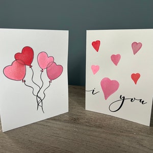 Hand Painted Valentine's Cards I Watercolor Cards I Pack of Cards I Valentine's Day Card Set I Watercolor Hearts image 3