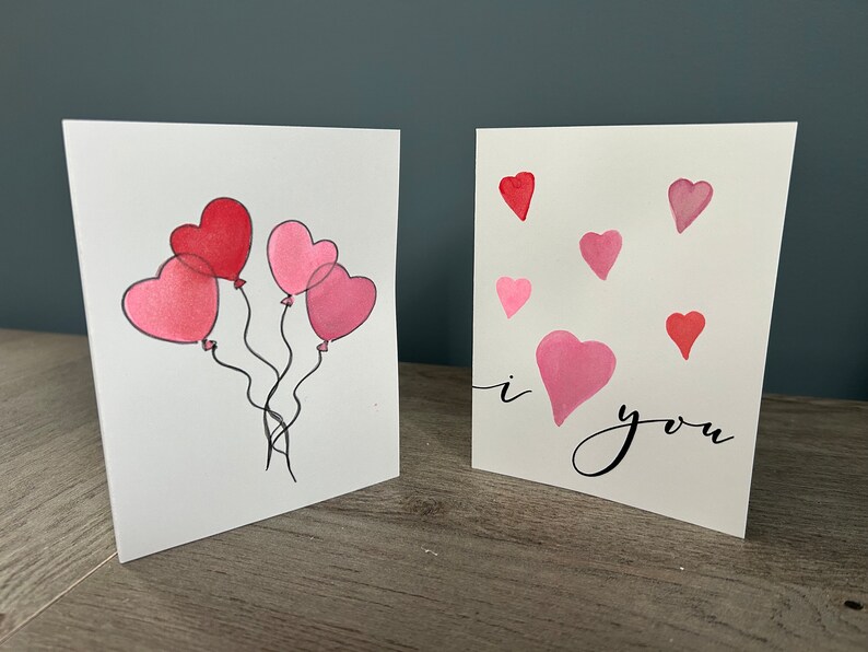 Hand Painted Valentine's Cards I Watercolor Cards I Pack of Cards I Valentine's Day Card Set I Watercolor Hearts image 3