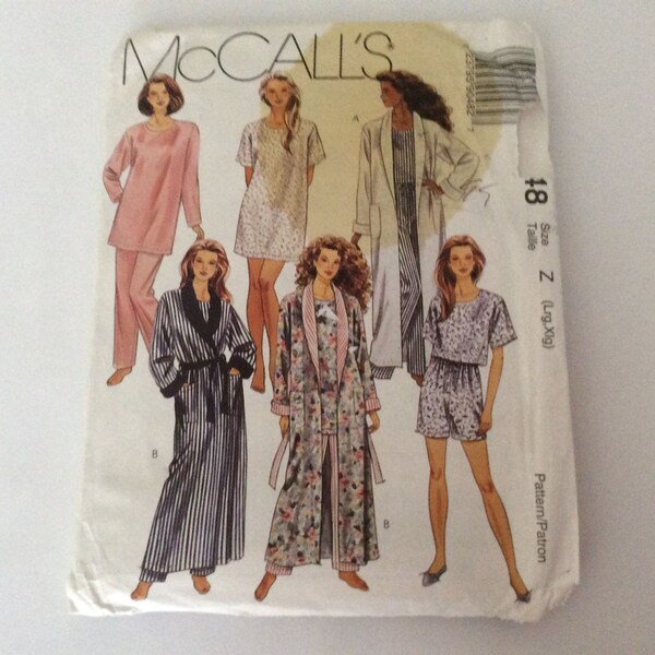 McCalls Patterns, Sewing Patterns, Bathrobe Pattern, Sleepwear Pattern, Nightgown Pattern, Patterns for Woman, Pj's Pattern, Size Lg , Xlg
