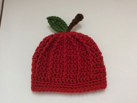 Crochet Baby Accessories ~ Photo Props apple beanie hat boy girl unisex 0-3