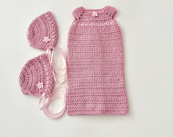 Angel Baby, Gown Baby Girl, 19-20 Weeks, Miscarriage, Crochet Preemie, Stillborn, Gift Memorial, Keepsake, Infant Loss, Burial Dress Pink
