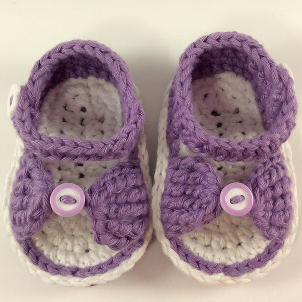Crochet Newborn Sandals, Purple White Cotton Summer Flip Flops Doubled Sole , Cute Baby Girl Infant Unique  Baby Shower Gift Expecting Mom