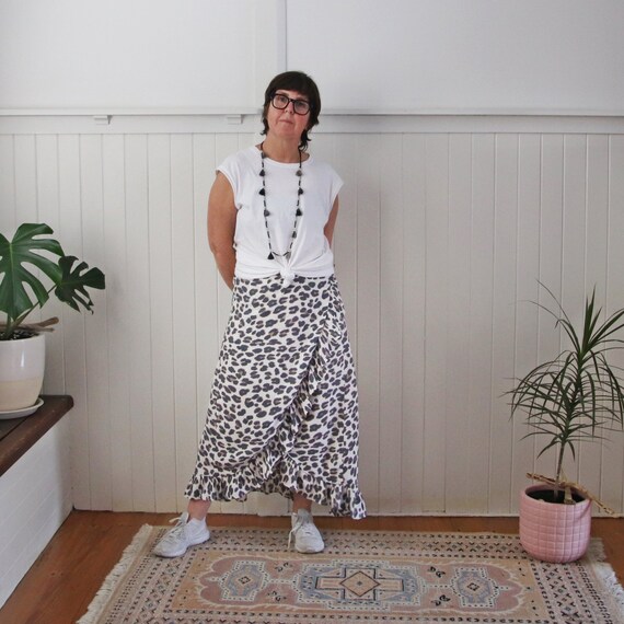 leopard print wrap maxi skirt