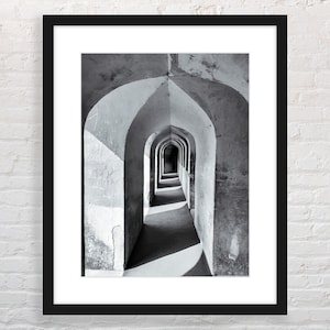 Black and white archway photography print - printable download -   Architecture photo wall art -Doorway photo print Black and white