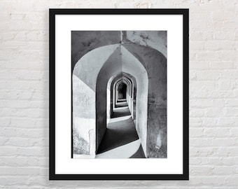 Black and white archway photography print - printable download -   Architecture photo wall art -Doorway photo print Black and white