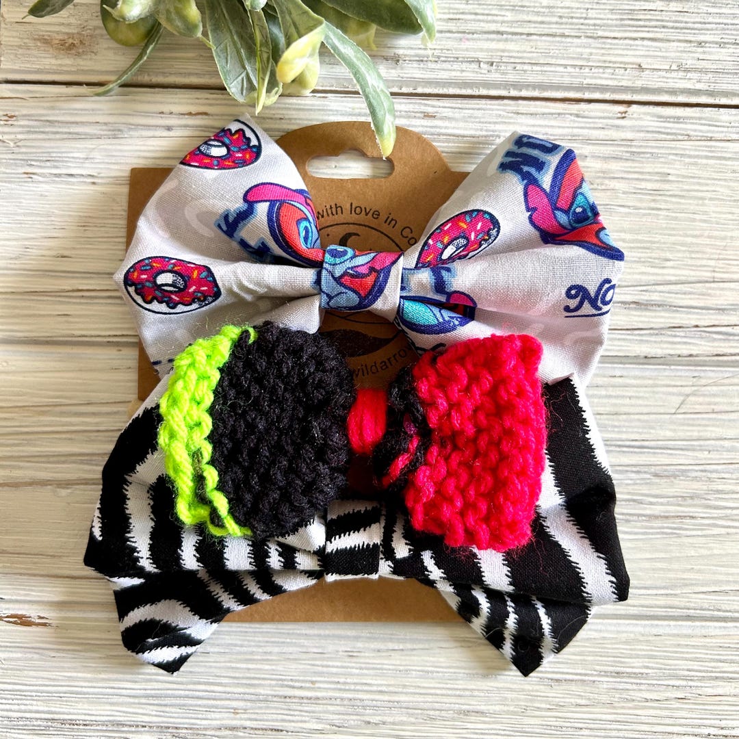 Wild Stitch Neon Knit & Zebra Animal Print Hair Bow Headband 