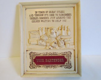 Vintage Bar Sign Molded Plastic Bartender Pub Tavern Plaque Sign Home Bar Decor Man Cave Wall Art