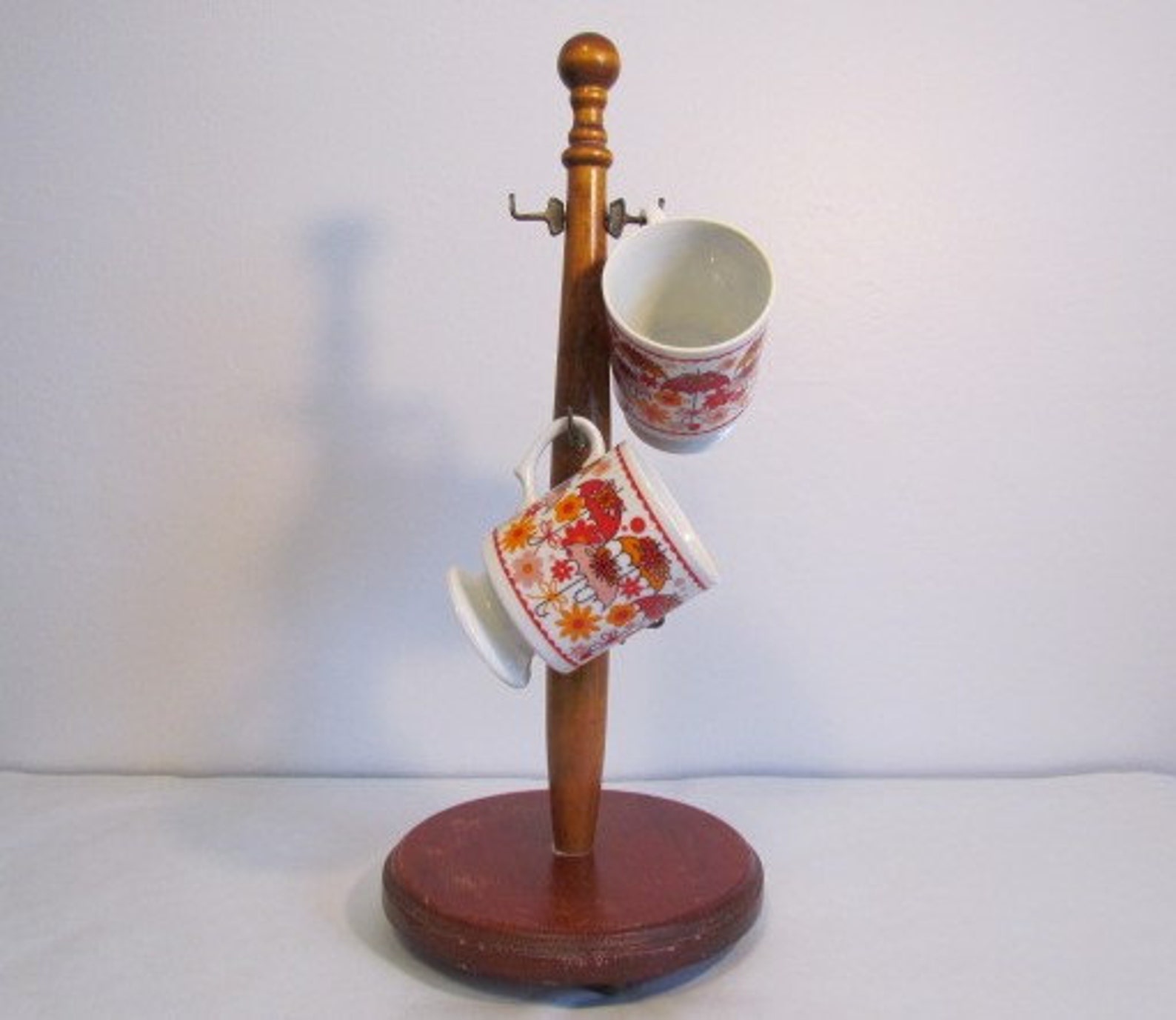 Vintage Mug Rack Coffee Cup Holder Wooden Free Standing Retro Etsy