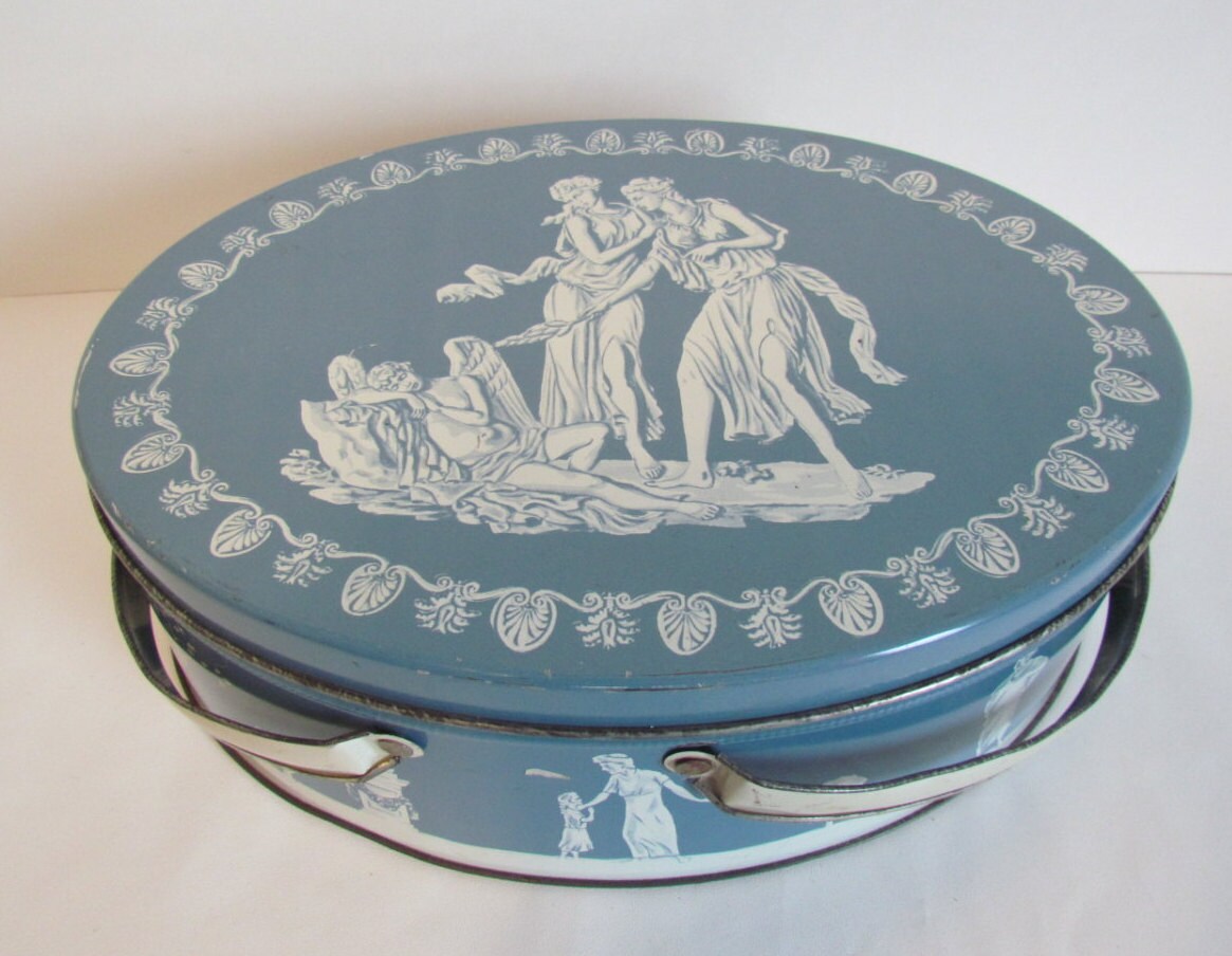 Vintage Oval Biscuit Cookie Tin Wedgewood Blue Fruit Cake Etsy