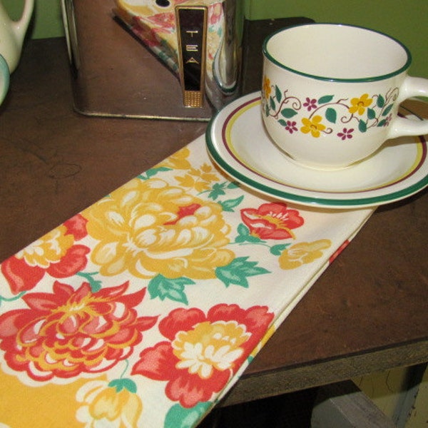 Vintage Silk Screened Linen Kitchen Tea Towel
