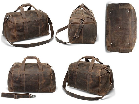 HOLDALL Hommes Marron Large week-end Duffle Voyage Gym réel véritable émail Sac en cuir