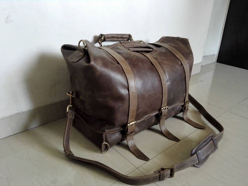 Genuine Buffalo Leather Large Luggage Bag / Weekender / Duffel - Etsy