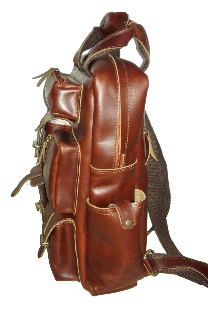 Rugged Handcrafted Rust Brown Buffalo Leather Backpack ...
