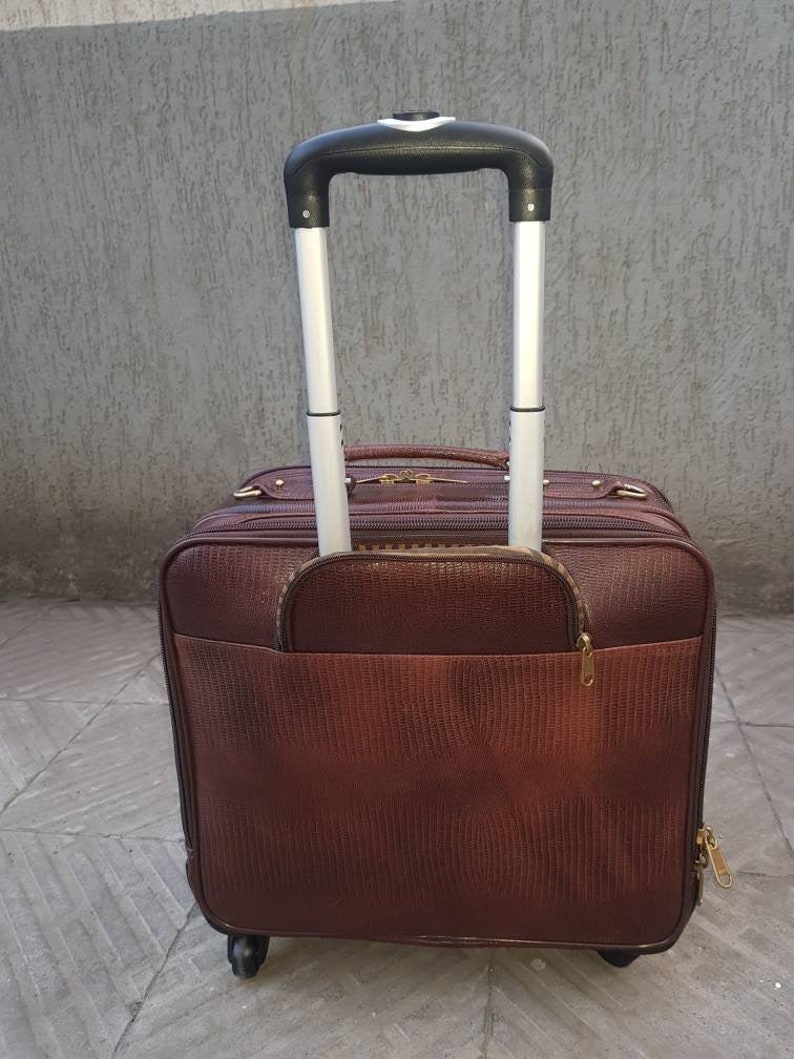 Genuine Leather Laptop Trolley Bag Cabin Bag Carry on Wheels | Etsy