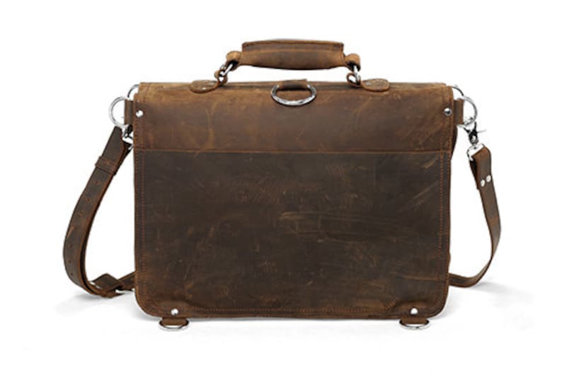 Handmade Distressed Buffalo Leather Briefcase / Messenger Bag Etsy