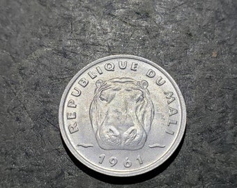 1961 MALI 5 FRANCS  Exotic African Hippo Coin #22245 ***Uncirculated*** Free Shipping