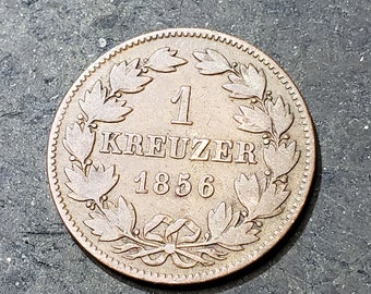 1856 German States Baden 1 Kreuzer Coin ***FREE SHIPPING*** #3144