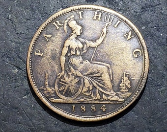 Cool 1884 Great Britain FARTHING Coin ***FREE SHIPPING***