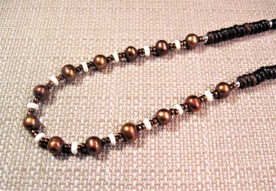 Sterling Bone Hematite & Pearl Necklace, Gorgeous… - image 1