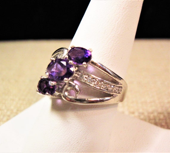 Sterling Silver Amethyst Ring, Beautiful Vintage … - image 2