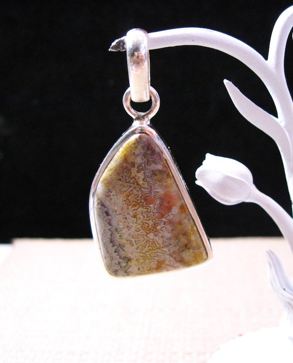 Sterling Crazy Lace Agate Pendant, Gorgeous Vintag