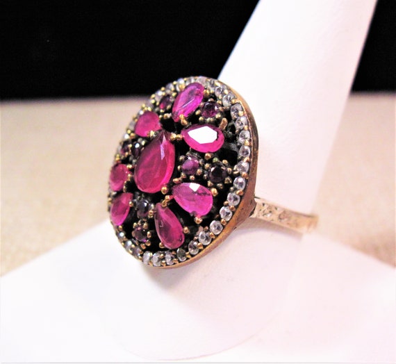 Turkish Ruby Ring sz10, Vintage Turkish Handmade … - image 2