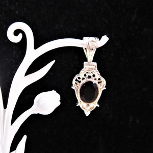 Sterling Faceted Black Onyx Pendant, Cute Fancy 925 Sterling Silver Faceted Black Onyx Pendant