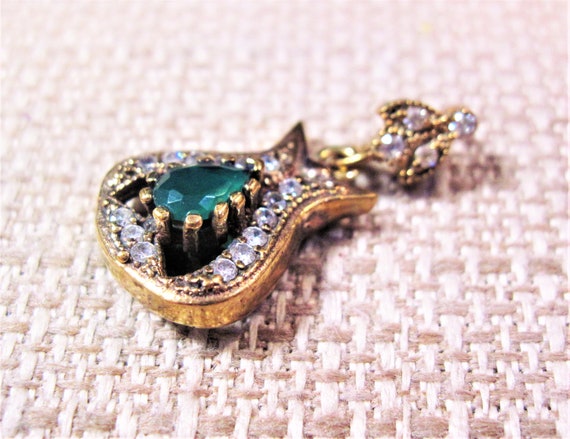 Turkish Silver Emerald Pendant, Fancy 925 Sterlin… - image 3