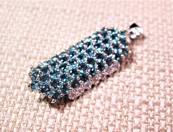 Silver Blue Topaz Pendant, Fancy 925 Sterling Sil… - image 3